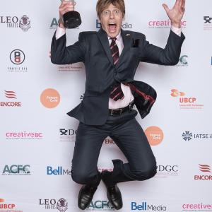 A little jump for joy winning a Leo Award for my role as Mr Spiney in the teen series SPOOKSVILLE 2014