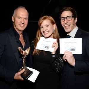 Michael Keaton, Jessica Chastain and Andy Samberg at event of 30th Annual Film Independent Spirit Awards (2015)