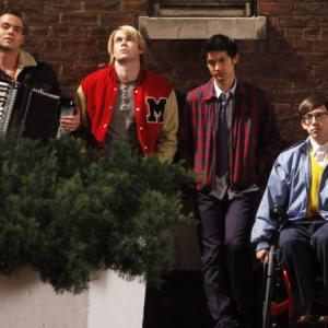 Still of Mark Salling Mike Harry Kevin McHale and Chord Overstreet in Glee 2009