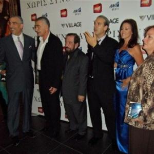 Jesse Director Nick Gaitatjis ProducerActress Sandra Staggs in beautiful blue gown Script Supervisor Dora Hopkins  Paul Lillios at Without Borders movie premiere in Athens Greece Oct 18 2010 Jesse played character Don Carlos