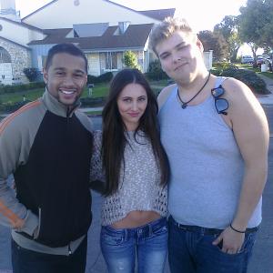 Elizabeth on set of Scary or Die with Corbin Bleu and Andrew Caldwell