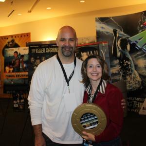 Colleen at the AOF festival with $100K Writer's Challenge winner Steven Karageanes. Colleen won the 