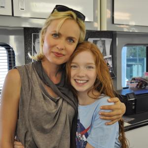 Annalise Basso and Radha Mitchell on the set of 