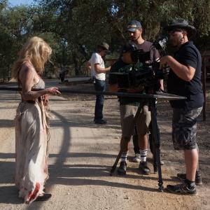 Director Matt Hish with actress Hannah Cowley behind the scenes in Paso Robles