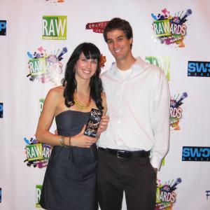 Meg Pinsonneault and Mike Zwiesler at the 2010 RAWards after winning RAW Filmmaker of the Year for A Lost Love Story