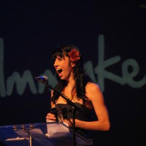 Meg delivering winning speech for RAW Filmmaker of the Year at the 2010 RAWards at the Henry Fonda Music Box