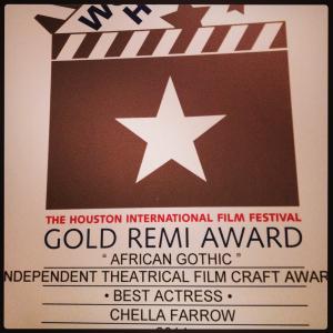 Winner of the Gold Remi Award for Best Actress at Worldfest Houston 2014 for the role of Sussiein African Gothic