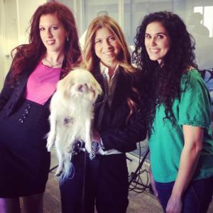 Meggan on the set of the Runaway music video from Vegan Boss with Simone Reyes Yoda and Anna Fortino