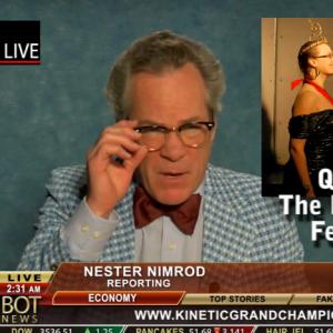 Anchorman Nestor Nimrod reporting on the worldfamous Arcata to Ferndale Kinetic Sculpture Race View at httpwwwyoutubecomwatch?vBOfRLaexmBE