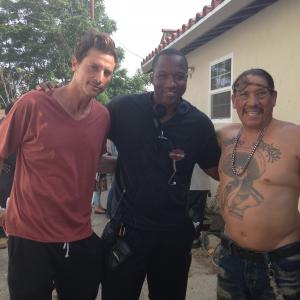 Director LazRael Lison Actor Simon Rex and Danny Trejo on the set of Holloweed Day 22