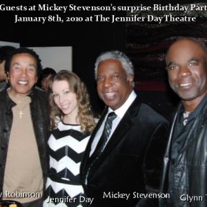 Smokey Robinson Jennifer Day Mickey Stevenson and Glynn Turman celebrate Mickeys birthday at the Jennifer Day Theatre