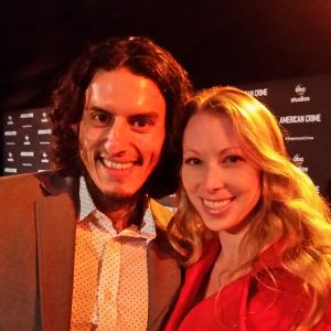 Richard Cabral and Jennifer Day at red carpet Emmy event for American Crime