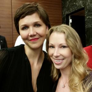 Golden Globe winning actress Maggie Gyllenhaal and Jennifer Day at The Honourable Woman Emmy event