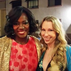 Viola Davis and Jennifer Day on ABC Studios lot on set of How To Get Away with Murder