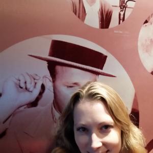 Jennifer Day with Miss Doris Day singing on the wall of the Grammy Museum