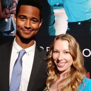 Alfred Enoch Harry Potter with Jennifer Day on red carpet at How To Get Away with Murder Emmy event