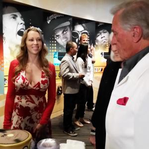 Jennifer Day celebrating Pat Boons 81st birthday with Wolfgang Pucks cake at the Grammy Museum
