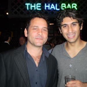 Rober Mammone left and Osamah Sami unwind after performing in a show at Belvoir St Theatre Company Sydeny