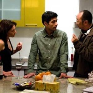 Osamah Sami (centre), during rehearsal of a scene with Claudia Karvan and director Tony Ayres (right) in the movie 