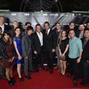 Chris Capel with Matt Damon, Ben Affleck and the rest of the finalists for Project Greenlight Season 4.