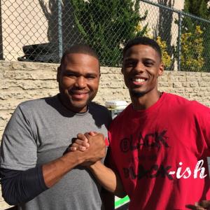 Actors Anthony Anderson and Brandon McKinnie on the set of ABC's Black~ish