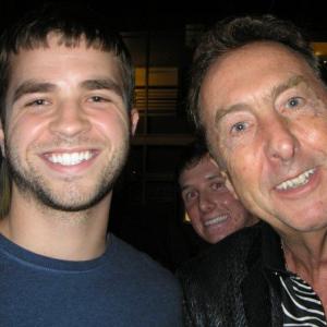 Shane Brady with Eric Idle of Monty Python after a showing of SPAMALOT in London England