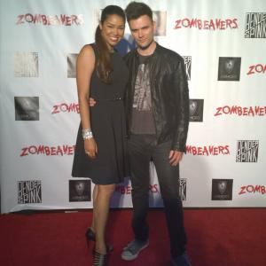 Raquel Bell and Kash Hovey at the premiere of Zombeavers at The Theatre at Ace Hotel DTLA.