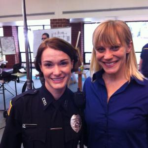 with Katee Sackhoff on set of Lockdown Campus Killer