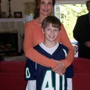 Kenny and Andie MacDowell after their mother and son scenes in The 5th Quarter.