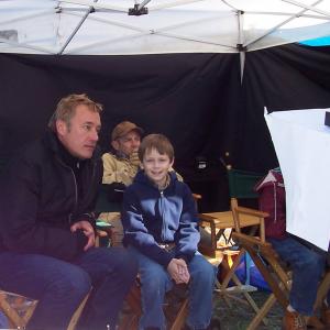 Kenny with Writer/Director Hunter Hill on the set of 
