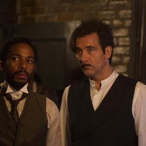 Still of Clive Owen and André Holland in The Knick (2014)
