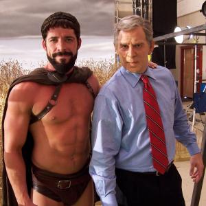 Jim Nieb as George W Bush and Sean Maguire on the set of Meet The Spartans