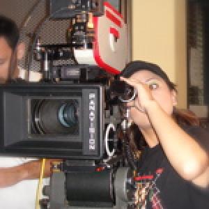 Aimee Galicia Torres, director and director of photography on the set of 