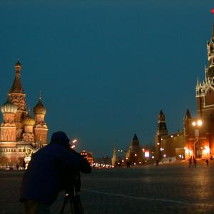 Ross on location in Red Square Moscow Kremlin Gold 2002