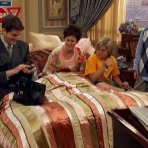 Still of Kim Rhodes Cole Sprouse Dylan Sprouse and David Blue in The Suite Life of Zack and Cody 2005
