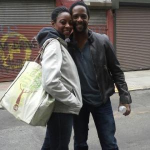 Faye and Blair Underwood on the set of Ironside