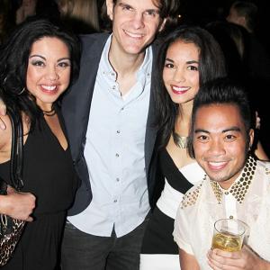 Opening night of Off-Broadway's Here Lies Love with Maria-Christina Oliveras, Director Alex Timbers, Janelle Velasquez and Enrico Rodriguez