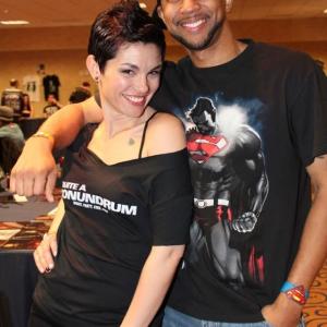 Chris Greene w actress Sasha Ramos promoting the film Quite A Conundrum at the Days of the Dead convention in Atlanta GA 2014