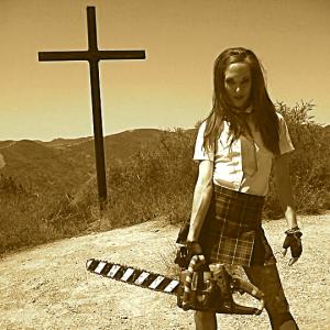 Stephanie Edmonds in Behind the Scenes of Catholic Schoolgirl Chainsaw Showdown 2012