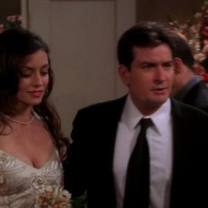Still of Charlie Sheen and Emmanuelle Vaugier in Two and a Half Men (2003)