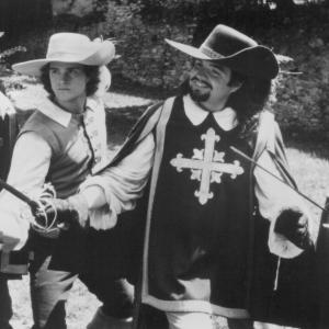 Still of Charlie Sheen, Chris O'Donnell, Kiefer Sutherland and Oliver Platt in The Three Musketeers (1993)