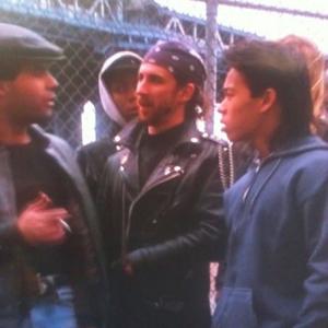 Teenage Mutant Ninja Turtles II  On set in Brooklyn NY with Ernie Reyes Jr