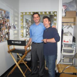 Solly Hemus and Matthew Smith backstage at Chelsea Lately.