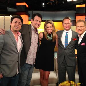 Matthew Smith with Solly Hemus and Carson Kressley on CBSs The Couch set in NYC promoting their film Out In The Open
