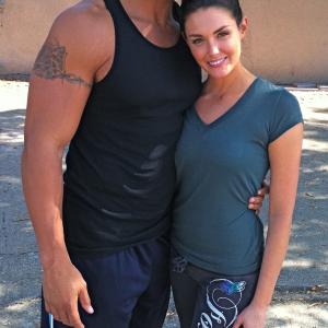 With Taylor Cole on the set of Dumbbells