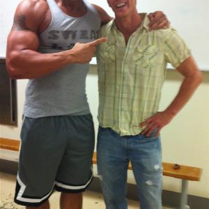 With Hoyt Richards on the set of Dumbbells.