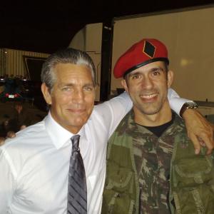 John Baran with Eric Roberts on the Set of The Expendables