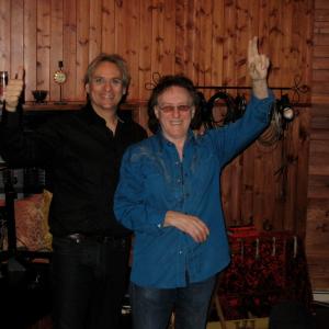 Vince and Denny Laine working in studio