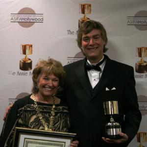 Bill Turner winner of the June Foray award with his mother Kathy winner of a Certificate of Merit