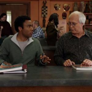 Still of Chevy Chase and Donald Glover in Community 2009